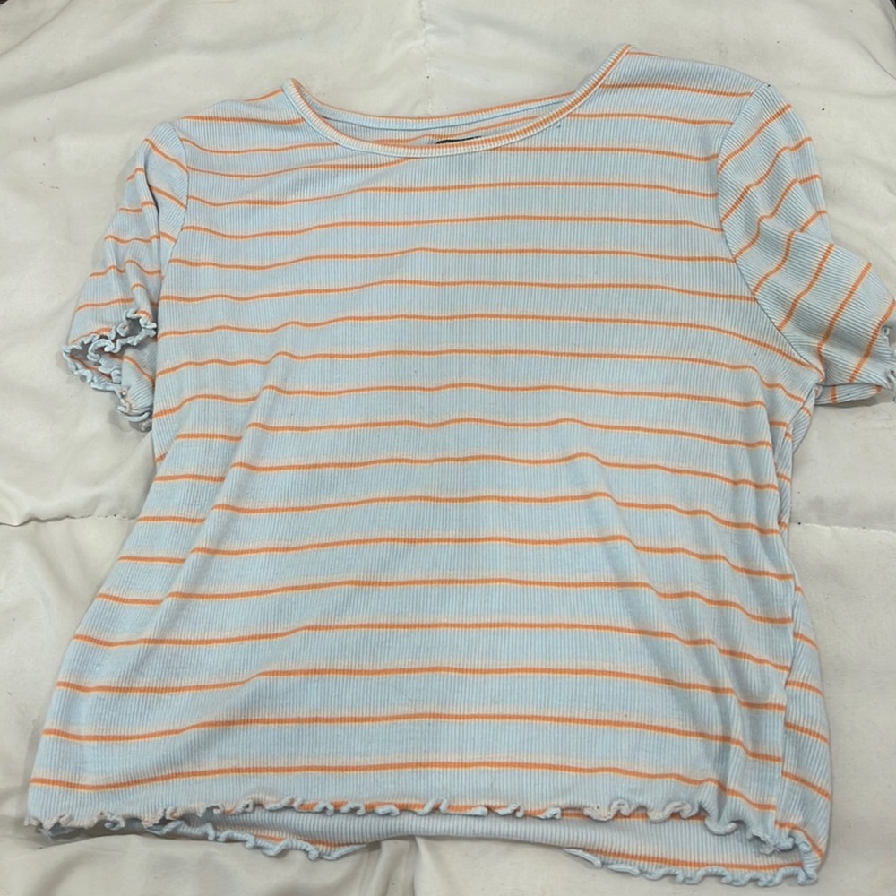 Wild Fable | Large | Orange and White striped shirt | Crop Top